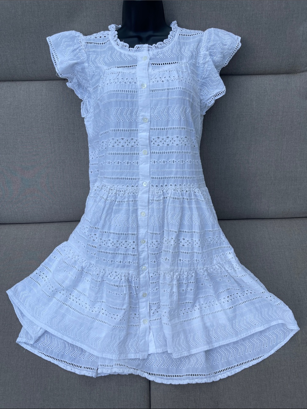 DYLAN White Cotton Eyelet Hannah Dress with Pockets